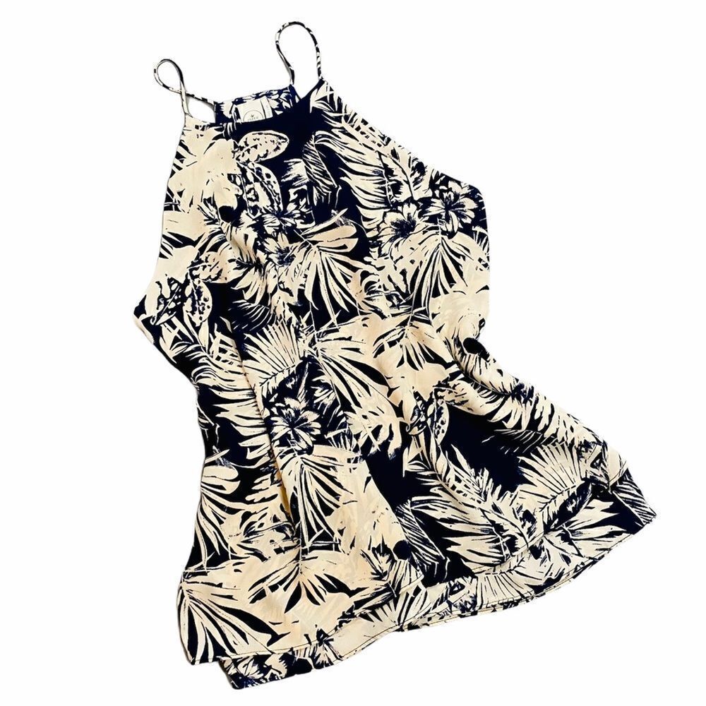 Paper Crane | Navy Palm Leaves Print Tank